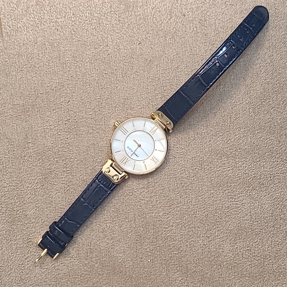 Anne Klein Watch Navy Blue Leather Strap Dial Quartz - Picture 2 of 6